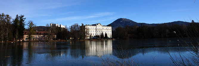 Schloss Leopoldskron in Salzburg, Austria, where scenes representing the lakeside patio of the Von Trapp Villa were shot for the film The Sound of Music
