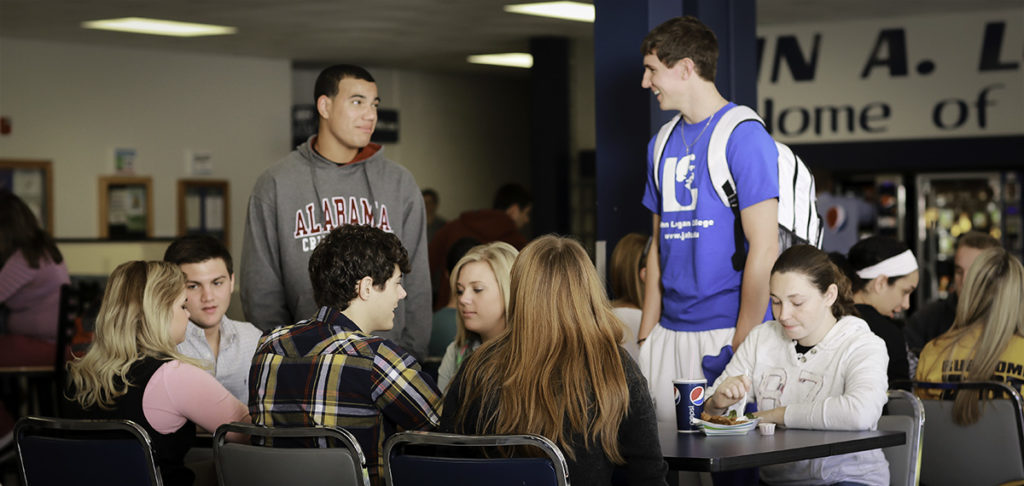 John A. Logan College students eating together