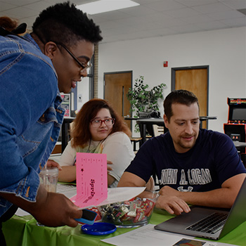 Phillip Lane with students at SpringFest