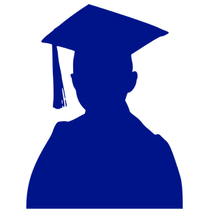 Silhouette of person with graduation cap