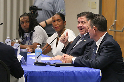 Governor J. B. Pritzker at John A. Logan College round table discussion
