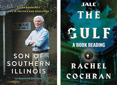 Book covers for Glenn Poshard's "SON OF SOUTHERN ILLINOIS" and "Rachel Cochran's" THE GULF