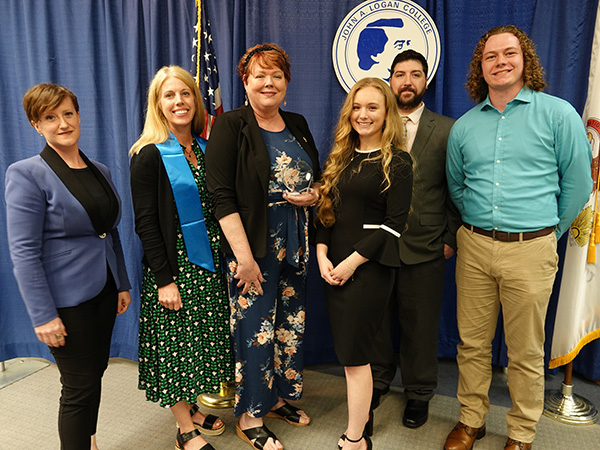 Student Ombudsman Adrienne Barkley Giffin, Provost Stephanie Hartford, and students at JALC Honors Night.