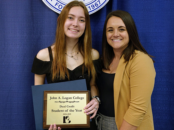 Dual Credit Student of the Year with Manager of Dual Credit and Partnerships Abby Porter at Honors Night.