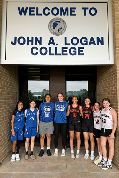 Group of of all-star players who participated in our our John A. Logan College Women's Basketball Jr. High Summer Shootout.