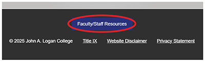 Screenshot showing faculty and staff where to click.