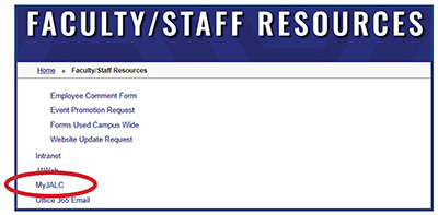 Screenshot showing faculty and staff where to click.
