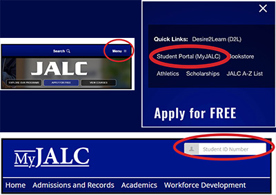 Screenshots showing students where to click.