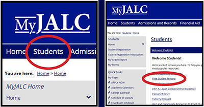 Screenshots showing students where to click.