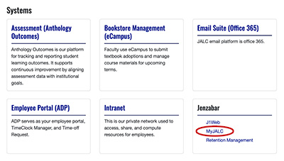 Screenshot showing faculty and staff where to click.