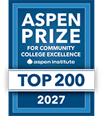 Badge for ASPEN PRIZE FOR COMMUNITY COLLEGE EXCELLENCE aspen institute TOP 200 2027.
