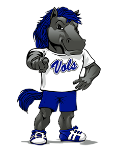 JALC mascot Charger pointing forward.