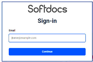 Softdocs sign-in page screenshot.